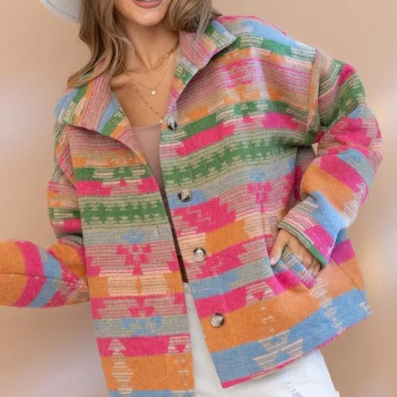 THE TOPSANNAH LADIES AZTEC PRINT JACKET - Picture 4 of 13